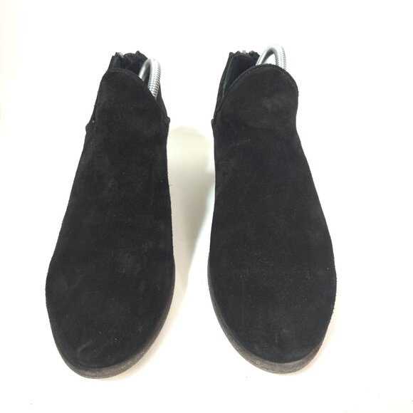 Frye Kenzie Black Suede Low Heel Ankle Booties Women’s Size 9M Stylish Classic - Picture 3 of 12